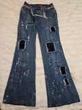Blue Asphalt Women's Vintage Y2k Jeans Size 3 Paint / Black Lace / Chain Detail