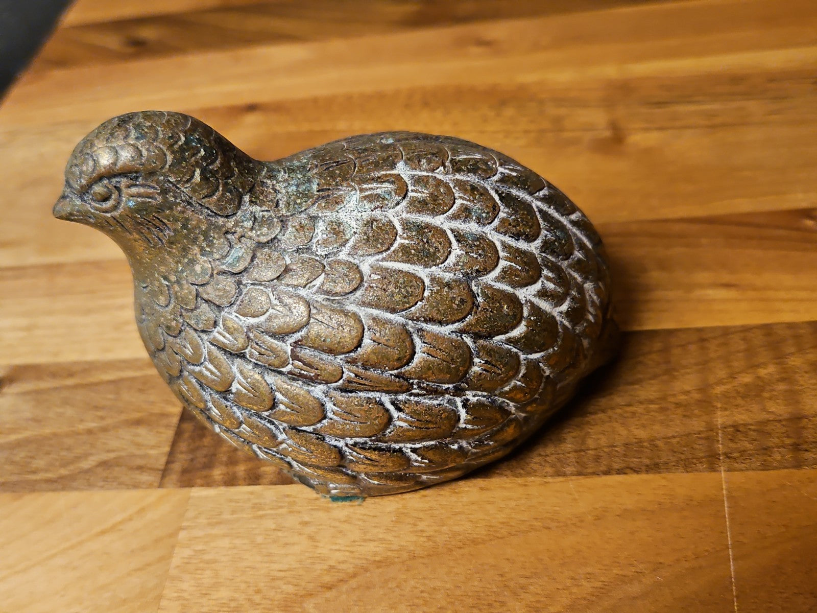 Vintage MCM Brass Quail Figurine 4" Very Detailed
