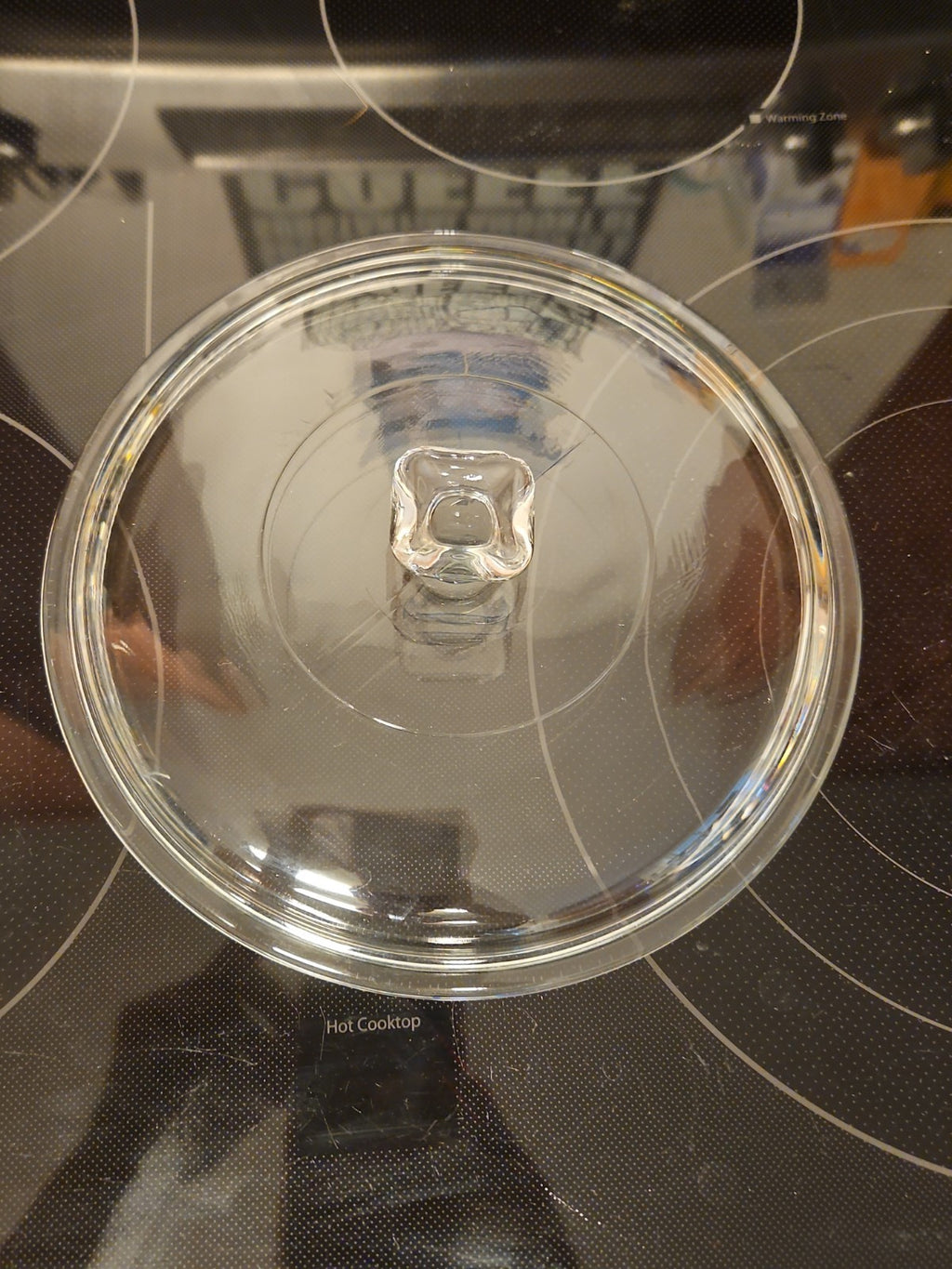 Vintage 8.75" Anchor Hocking Clear Glass Casserole Lid with Square Knob