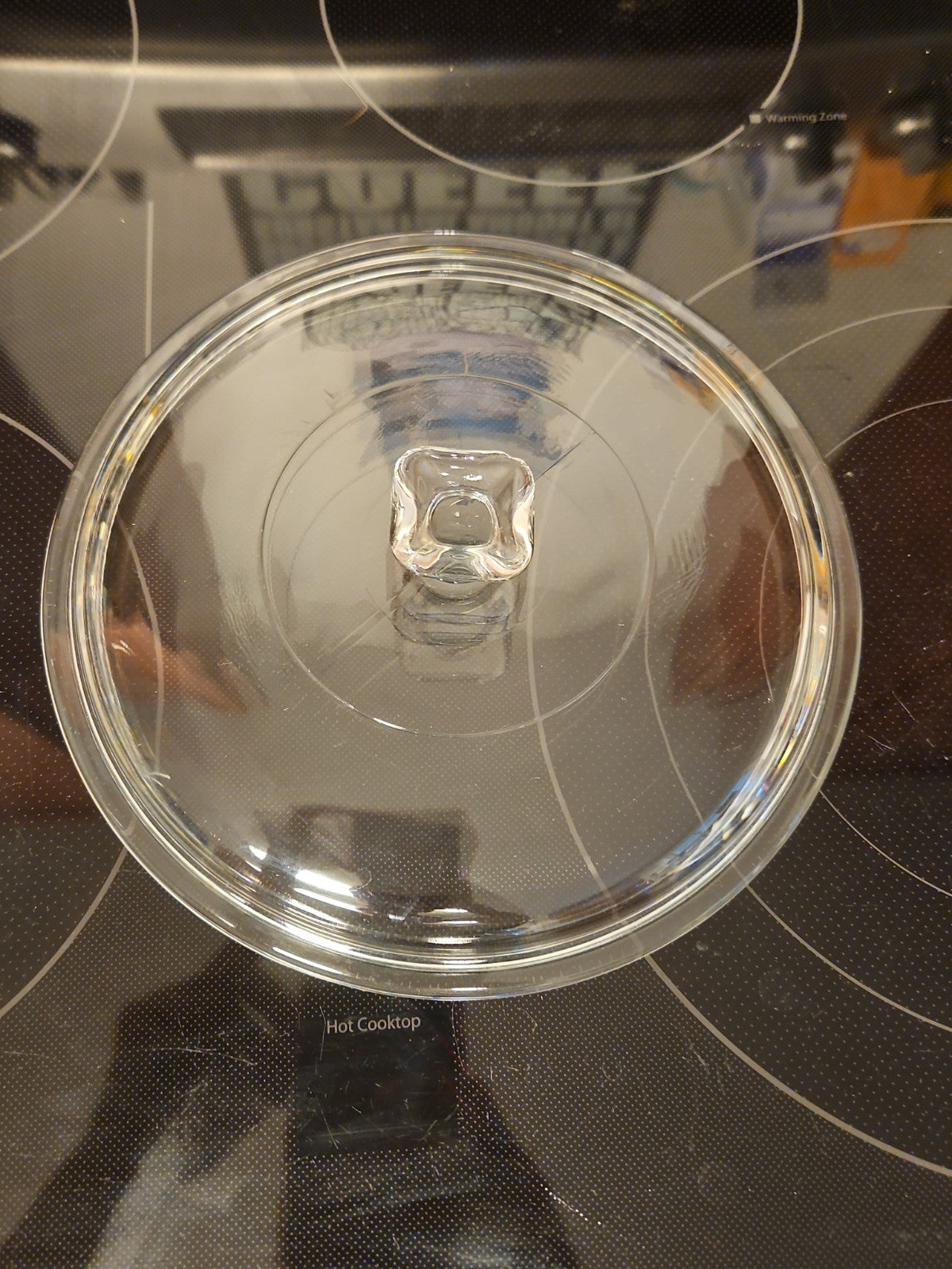 Vintage 8.75" Anchor Hocking Clear Glass Casserole Lid with Square Knob