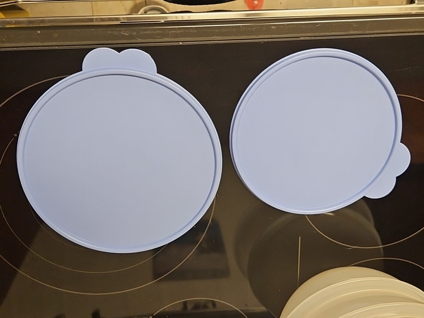 Set Of 2 Vintage Tupperware Wonderlier Bowls W Blue Lids 8 3/4 & 12 Cup