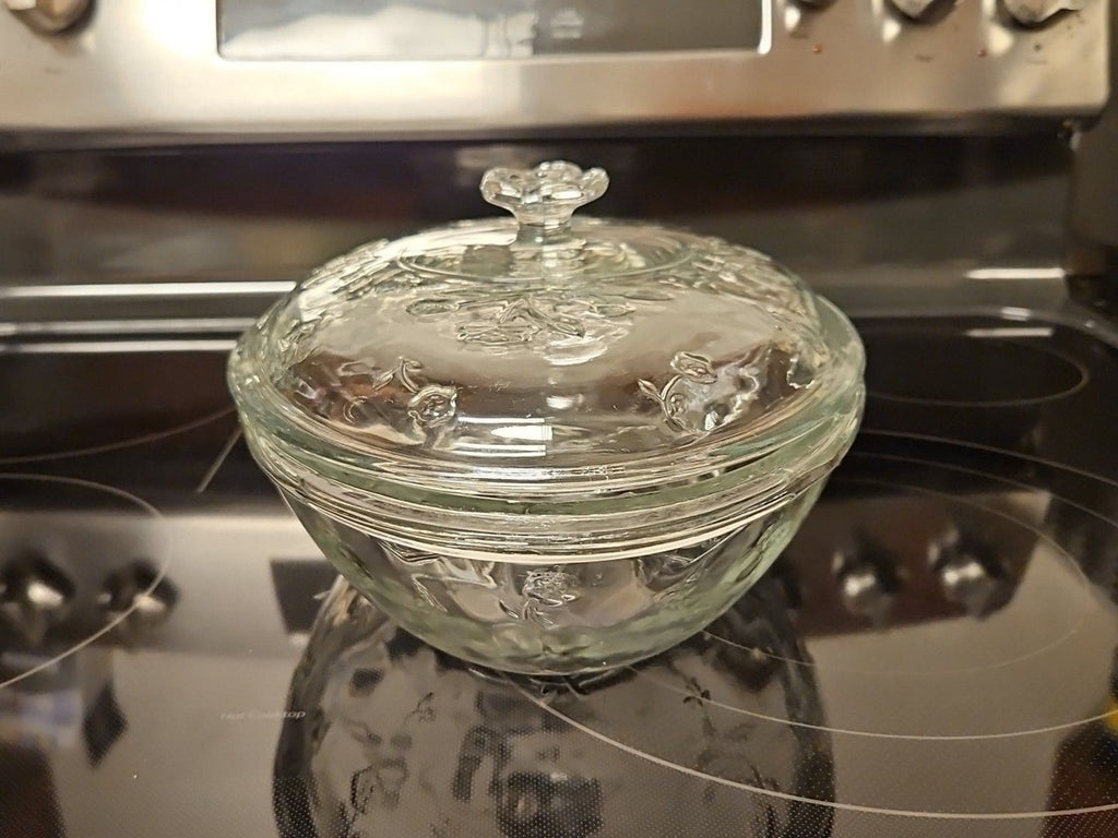 Vintage 90s Anchor Hocking Savannah Floral Glass 2 Qt Casserole Dish W Lid