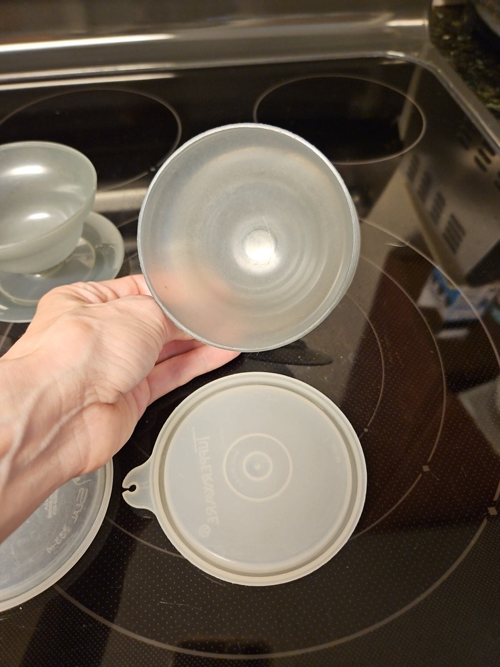 Set Of 3 Vintage Tupperware 754-30 Smoke Grey Pudding Jello Dessert Cups w Lids