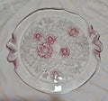 Mikasa Rosella 14" Cake Plate Floral Pattern Pink Roses With Frosted Leaves