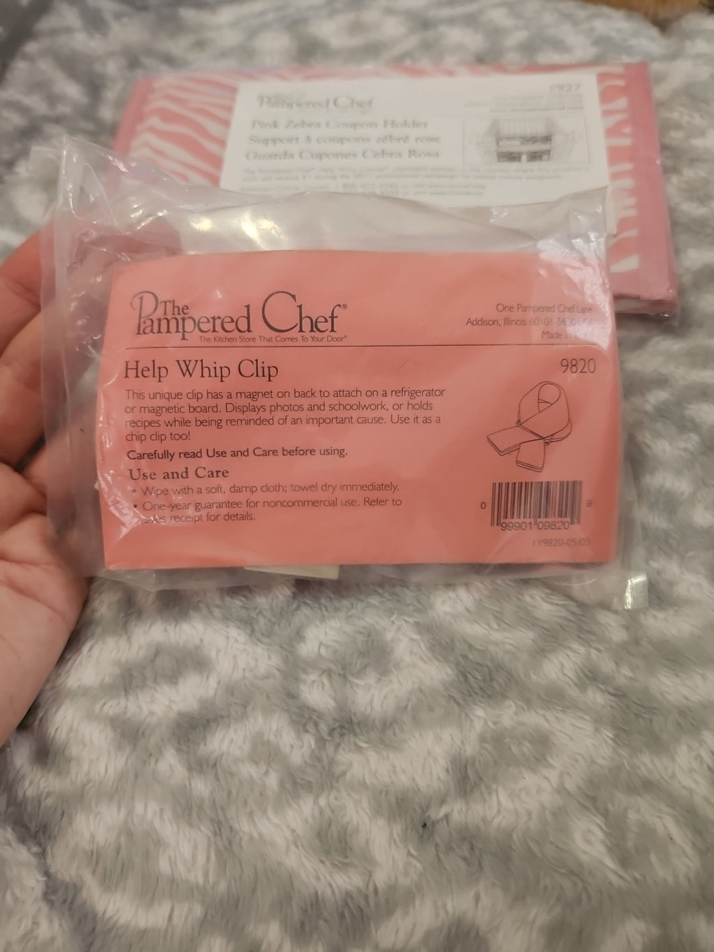 NIP Set Of Pampered Chef Help Whip Clip #9820 & Pink Zebra Coupon Holder #PR27