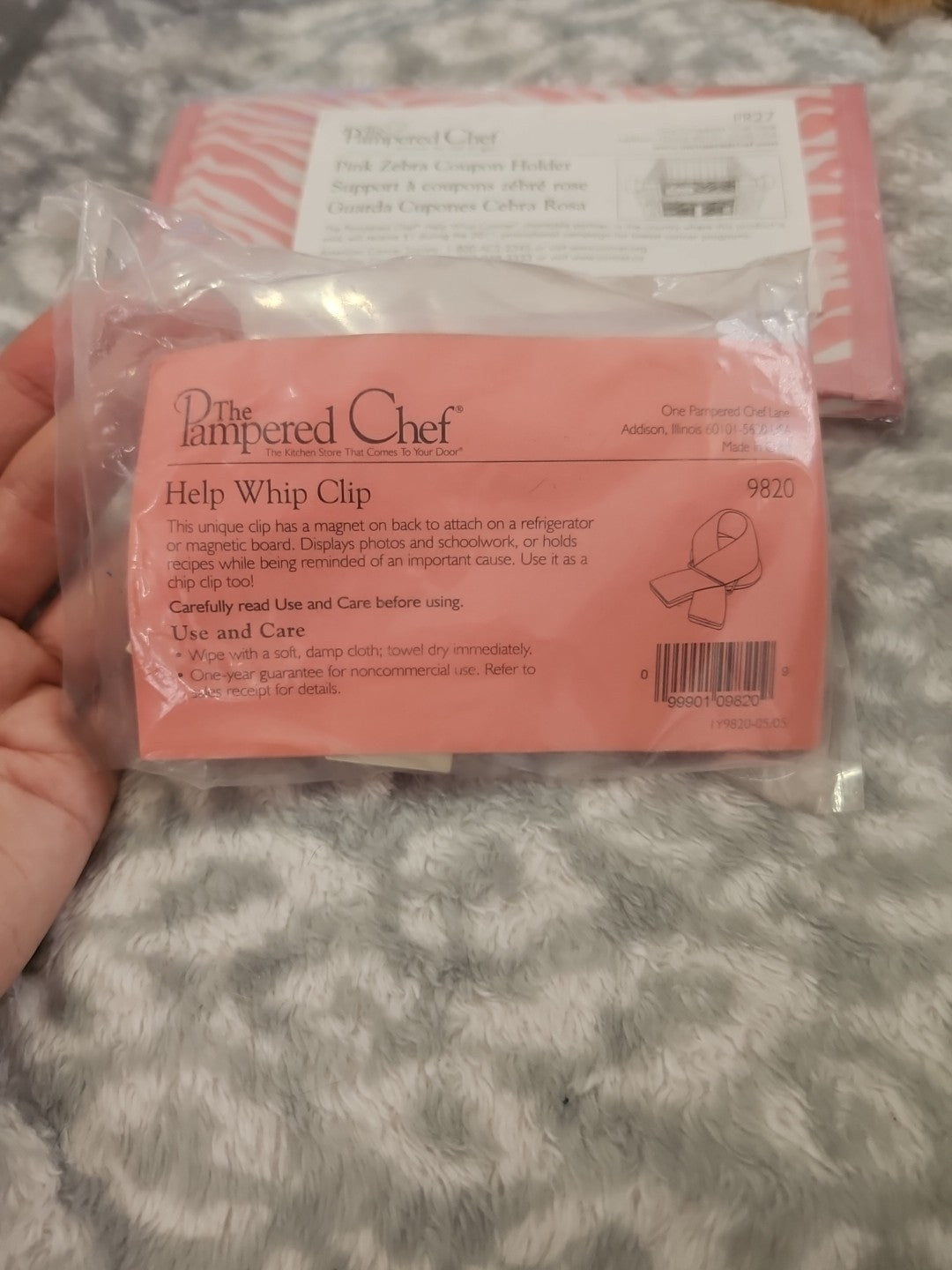 NIP Set Of Pampered Chef Help Whip Clip #9820 & Pink Zebra Coupon Holder #PR27
