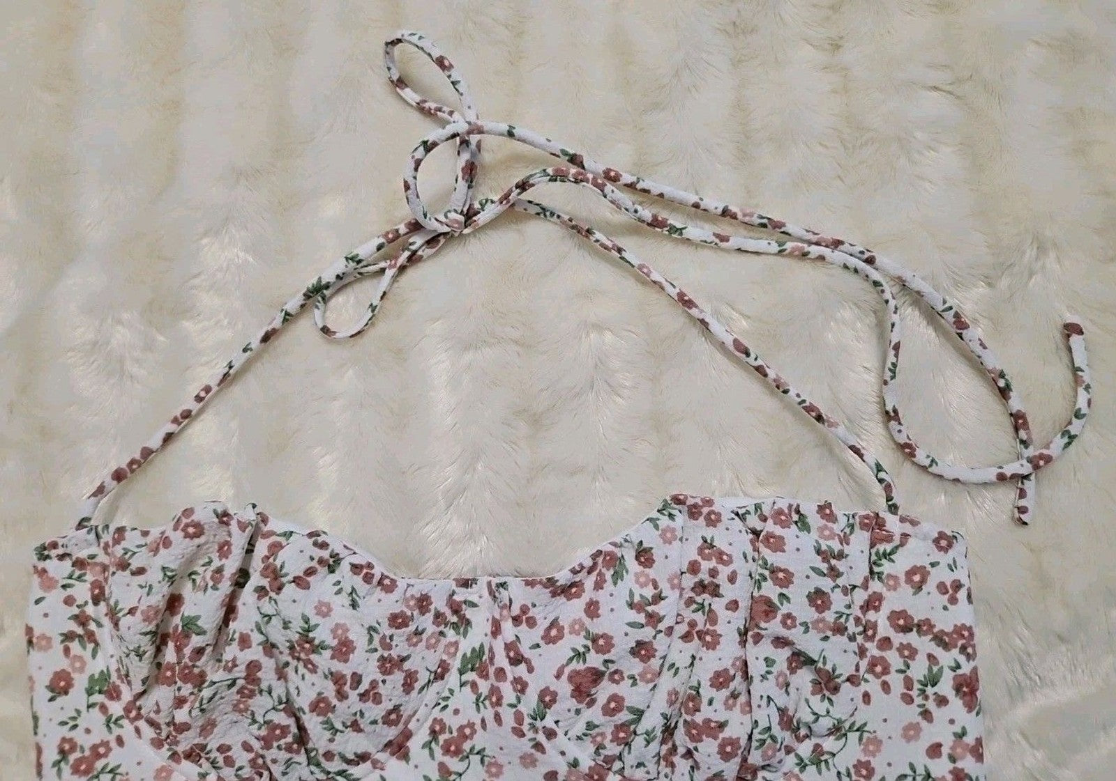 Princess Polly Womens Size 4  Acer Bustier Cropped White Floral Top