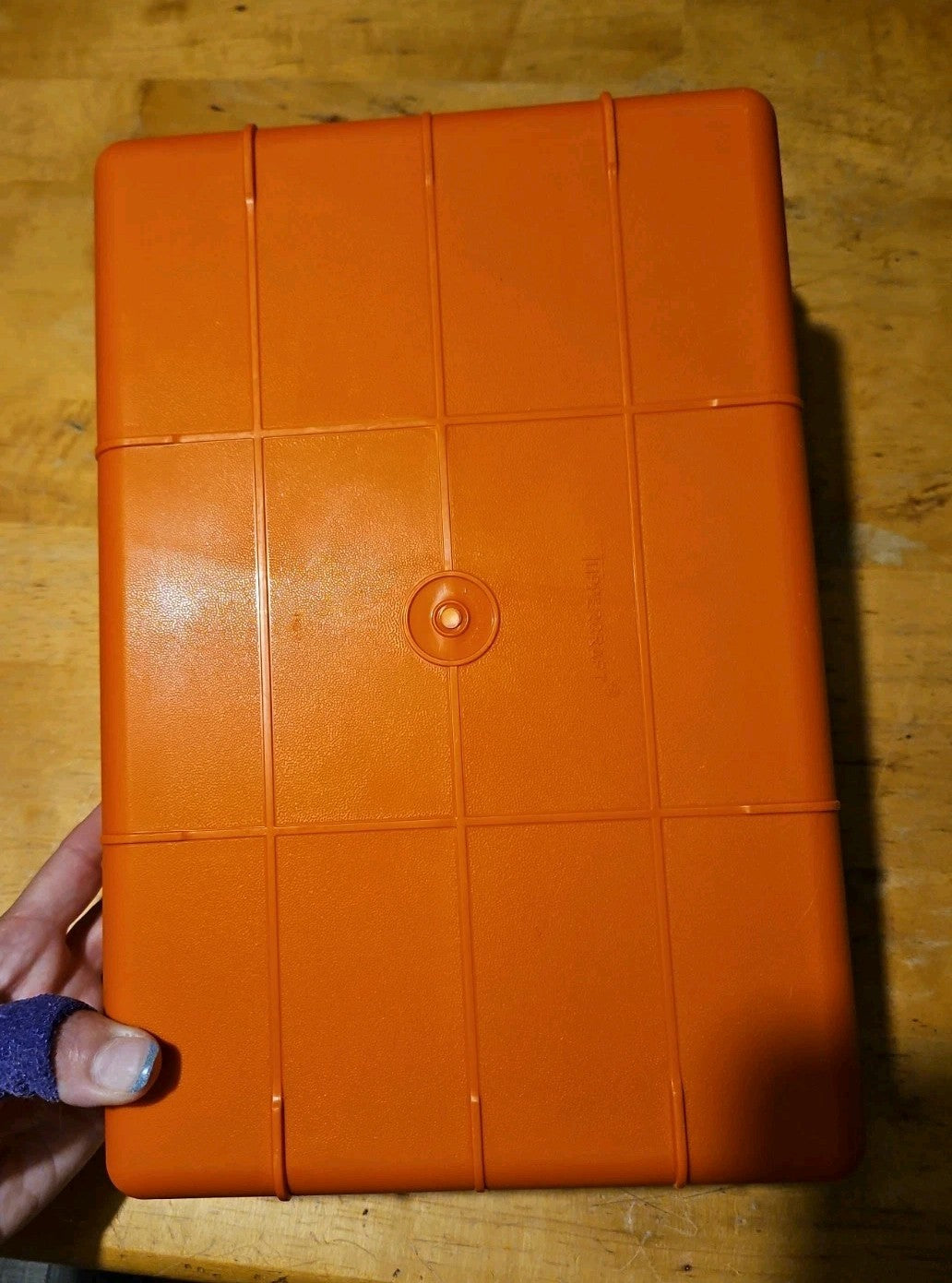 Vintage Tupperware Tuppercraft Orange #1421 Craft Storage Box W/ Lid & 2 Inserts