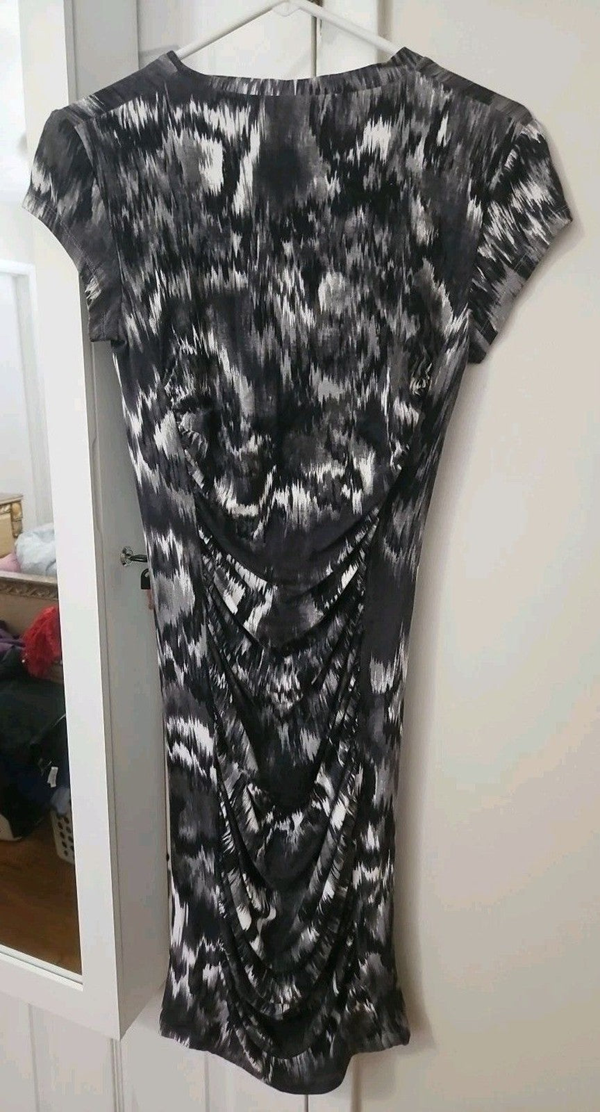 Kenneth Cole New York Women’s Sz Small Ruched Rite Dress Black & White Mosaic