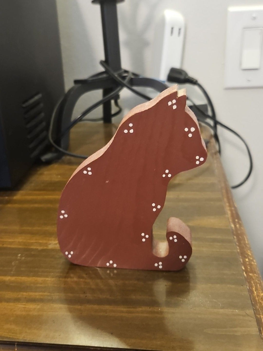 Rustic Folk Art Rust Colored Cat Wood Plaque