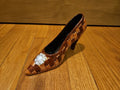 Vintage Two Tone Brown Porcelain Patchwork Women's High Heel Shoe Jewelry Holder