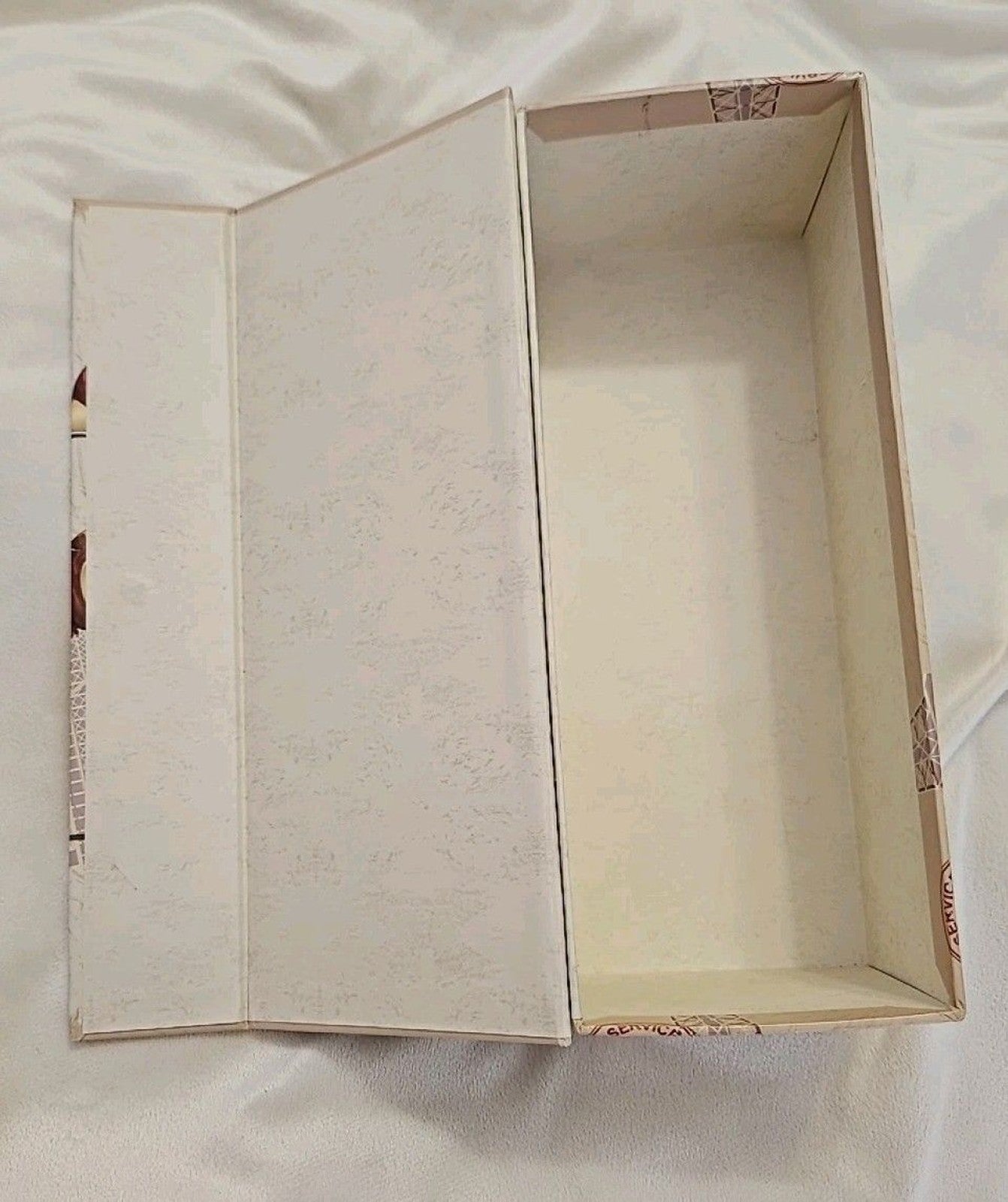 Elegant Storage Box Beige & Silver Paris Eiffel Tower Theme apprx 11.5 x 4.5 x4"