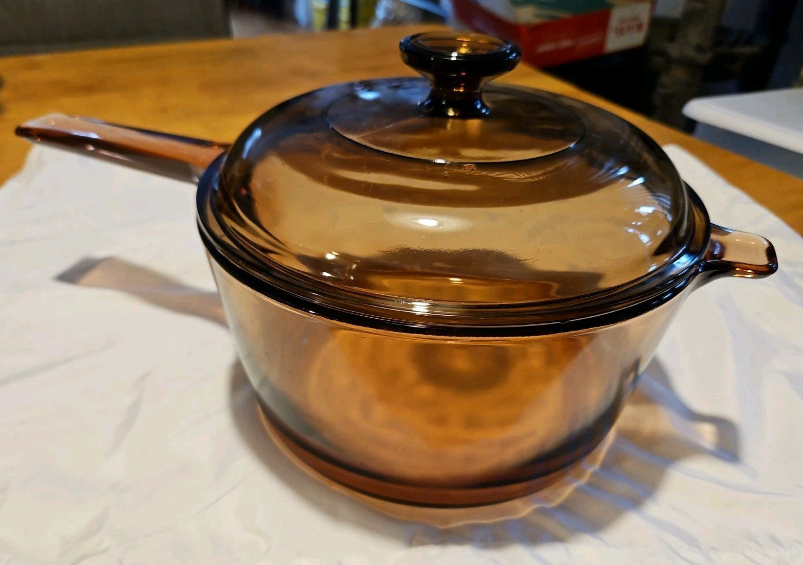 Vintage Corning Ware Vision 8" 2.5qt Brown Glass Pot with Lid
