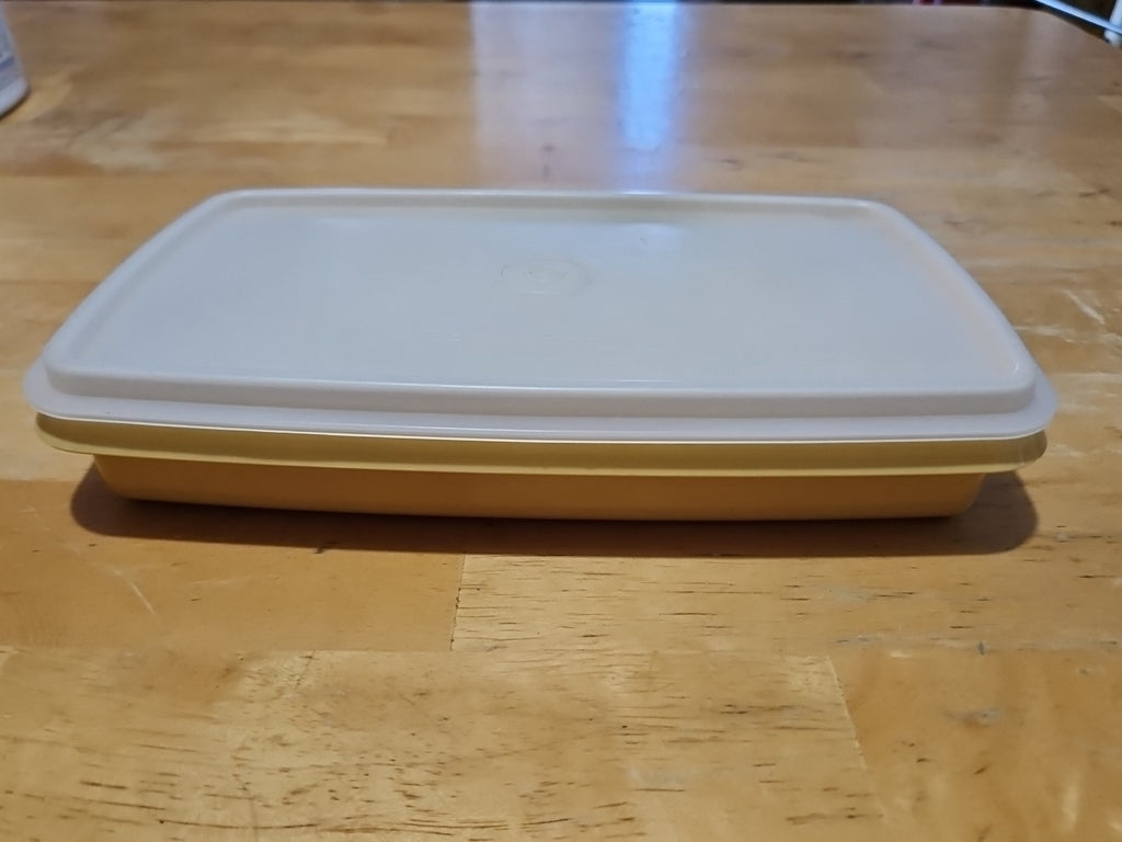 Vintage Tupperware Deli Meat Cheese Keeper Harvest Gold 816 W Sheer Lid 817 EUC