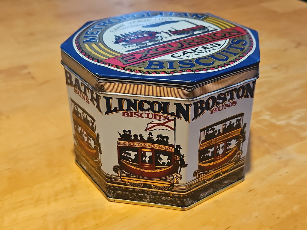 Vintage Metropolitan Excursion Cakes & Biscuits Octagonal Tin