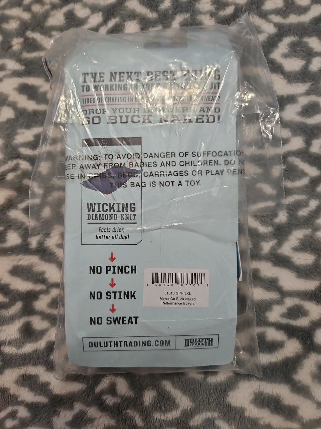 Duluth Trading Company Men's Buck Naked Boxers Graphite Gray 3XL NIP
