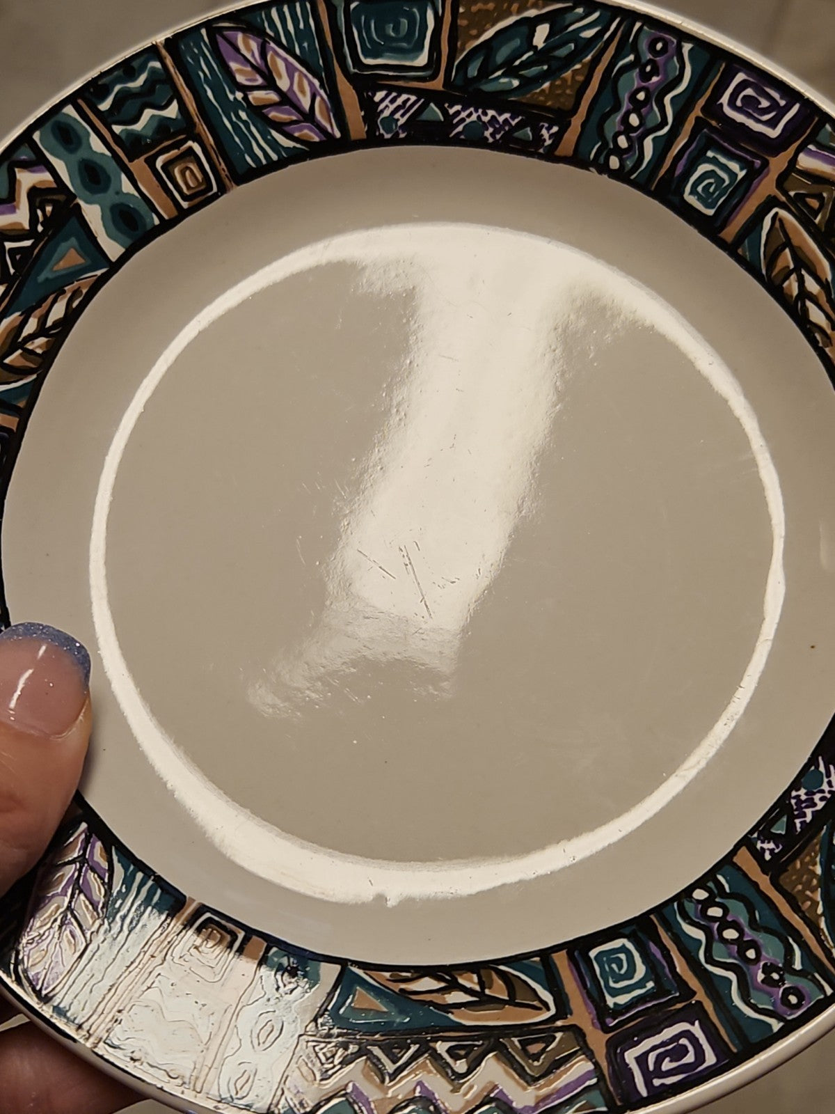 Set of 4 Gibson Foley Southwest Tribal Style Salad Dessert Plates 6.75" EUC