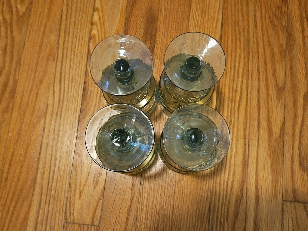 Vintage Mikasa 1960 Embossed Fruit Light Green Glasses Set of Four (4) READ