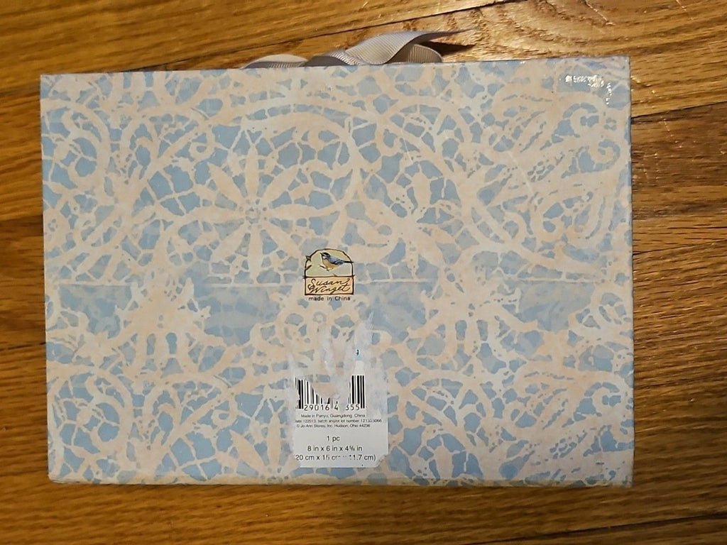 Elegant Storage Box Blue & Pink Floral Butterly Theme With Bow Accent