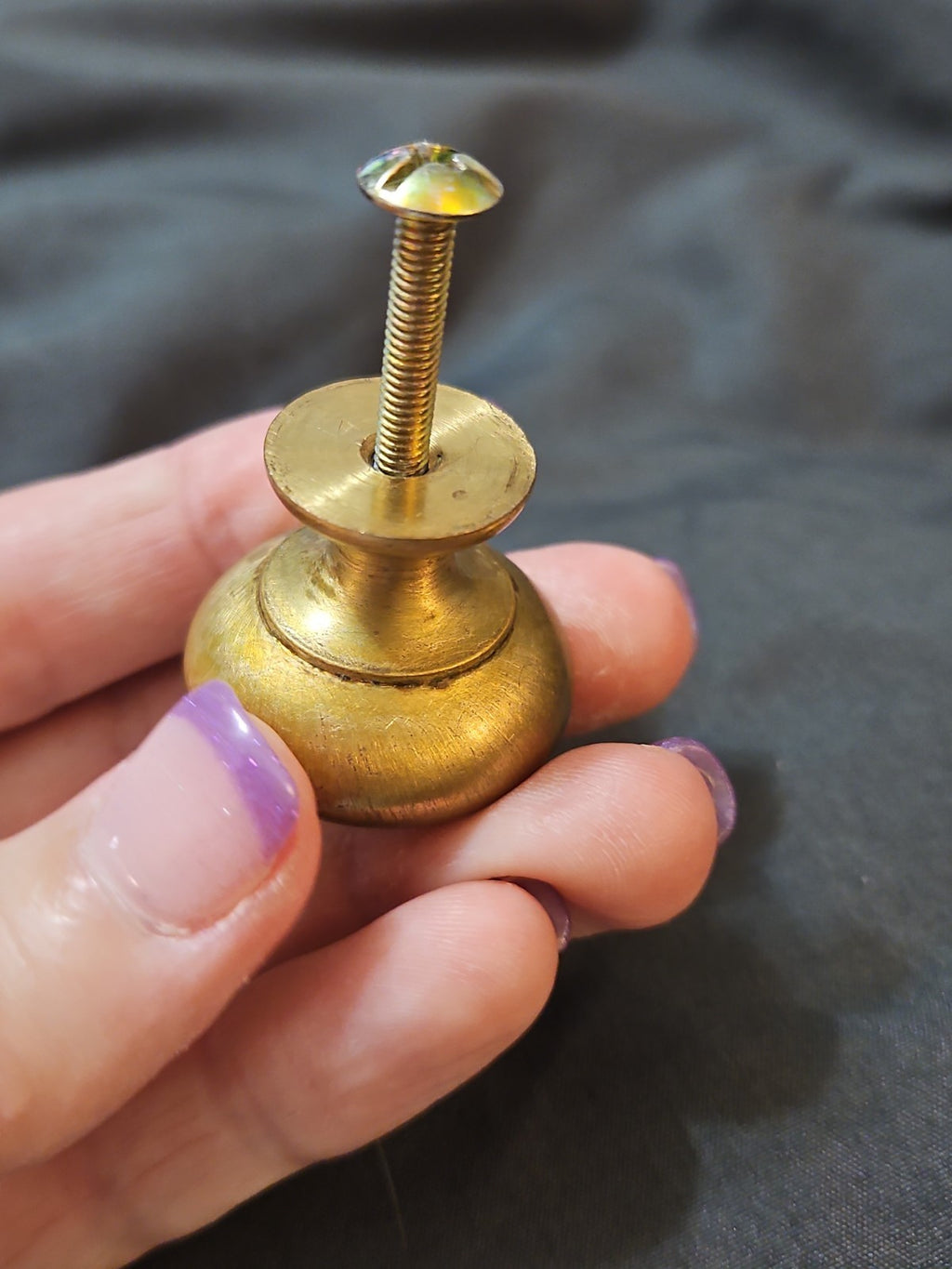Set Of 2 Brushed Satin Finish Brass Cabinet Knobs Drawer Pulls 1.25" Diameter