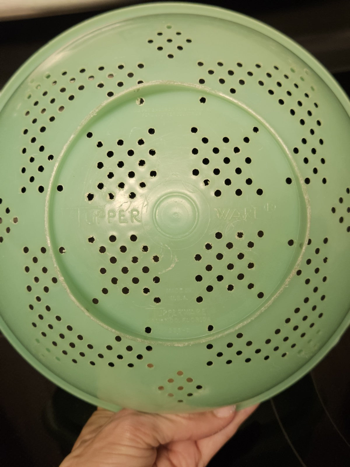 Vintage Tupperware Jadeite Green 9'' Pasta Strainer Colander W Lid #339 & #516