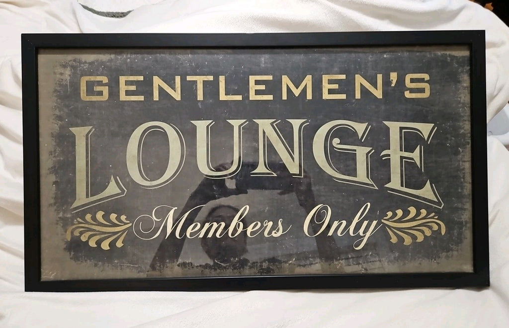 Rustic Gentlemen's Lounge Members Only Shadowbox Framed Print 25" X 14" X 1"