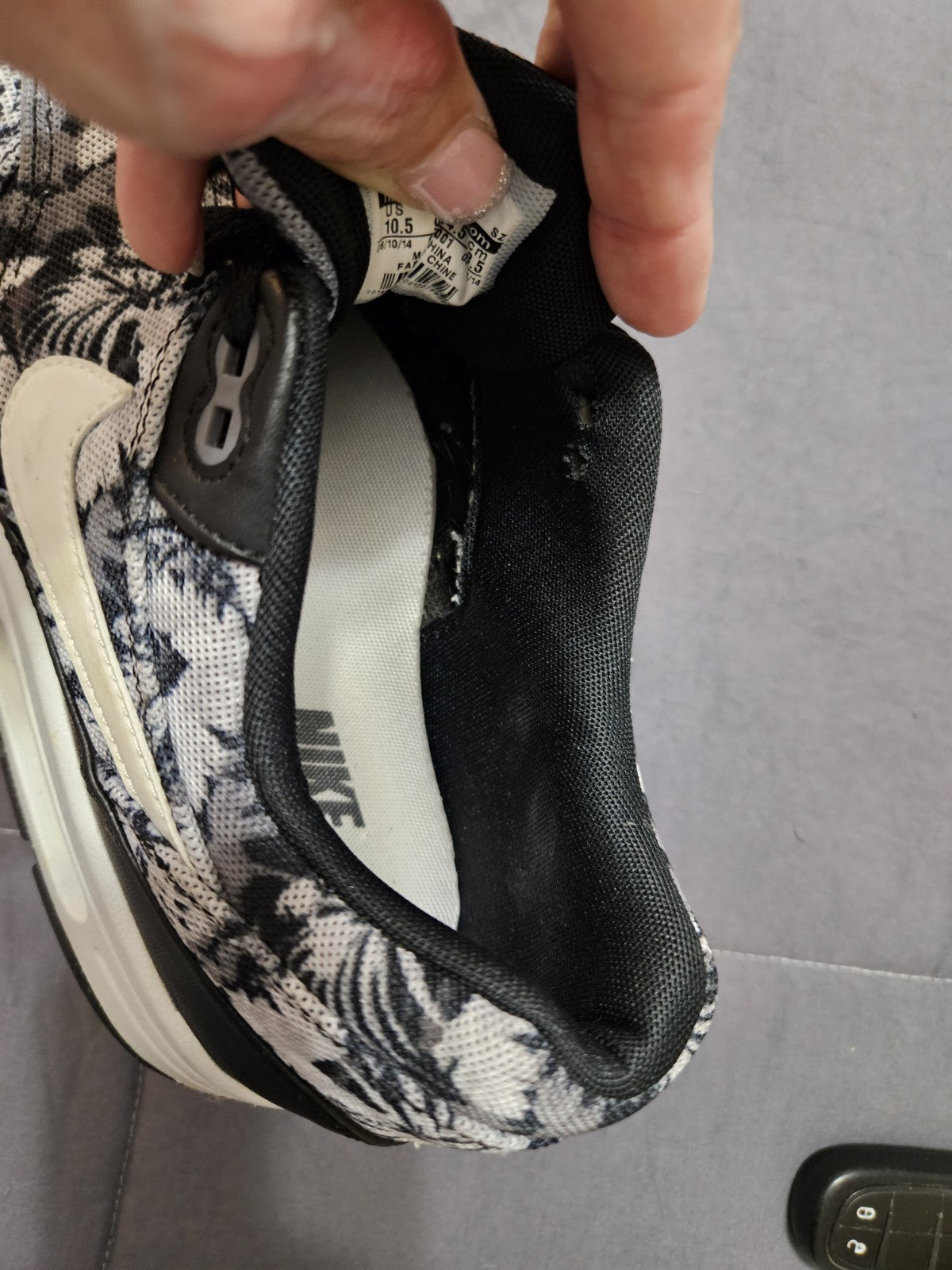 2014 Nike Air Max 1 GPX Black Floral Mens Size 10.5 684174-001