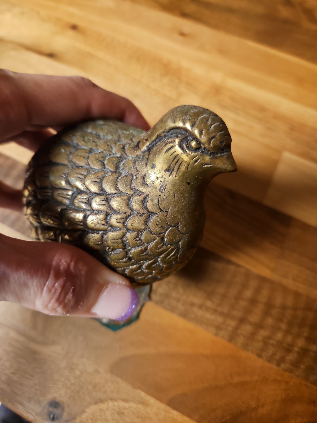 Vintage MCM Brass Quail Figurine 4" Very Detailed