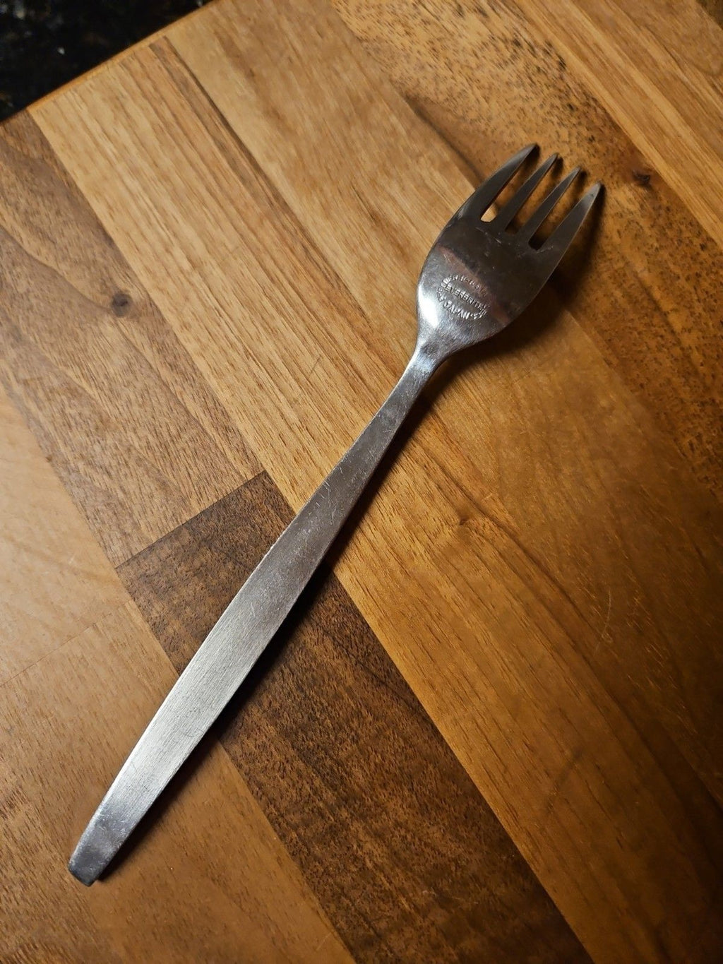 Vintage Everbrite Premier Stainless EVS13 Dinner Fork Textured Leaf Silverware