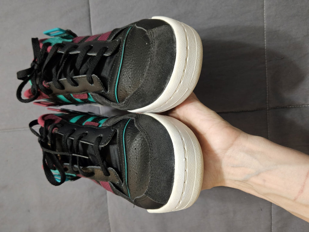 Adidas Forum Exhibit Low Black Victory Crimson Glory Green Sneakers Sz 10.5