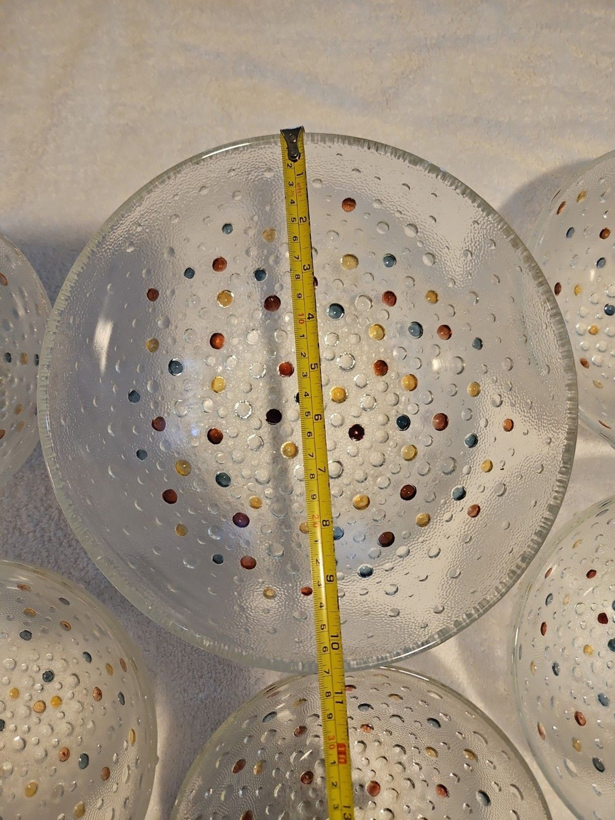 Vintage Dansk Bubble Confetti 10.5" Serving Bowl & Five 7.5" Fruit Bowl Set EUC