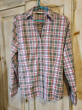 iCO Ladies' Cool Stretch Blouse Long Sleeve - Sz M Pink Purple Grey Plaid