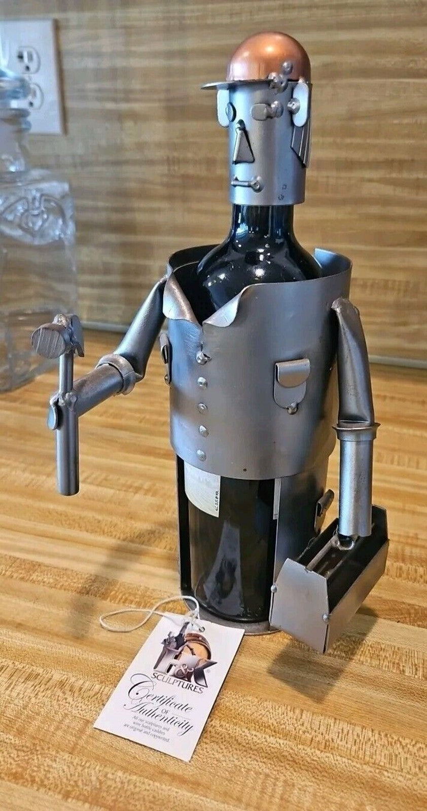 H&K Steel Sculpt￼ure Wine Bottle Holder-Carpenter-Handmade Ltd. Edition
