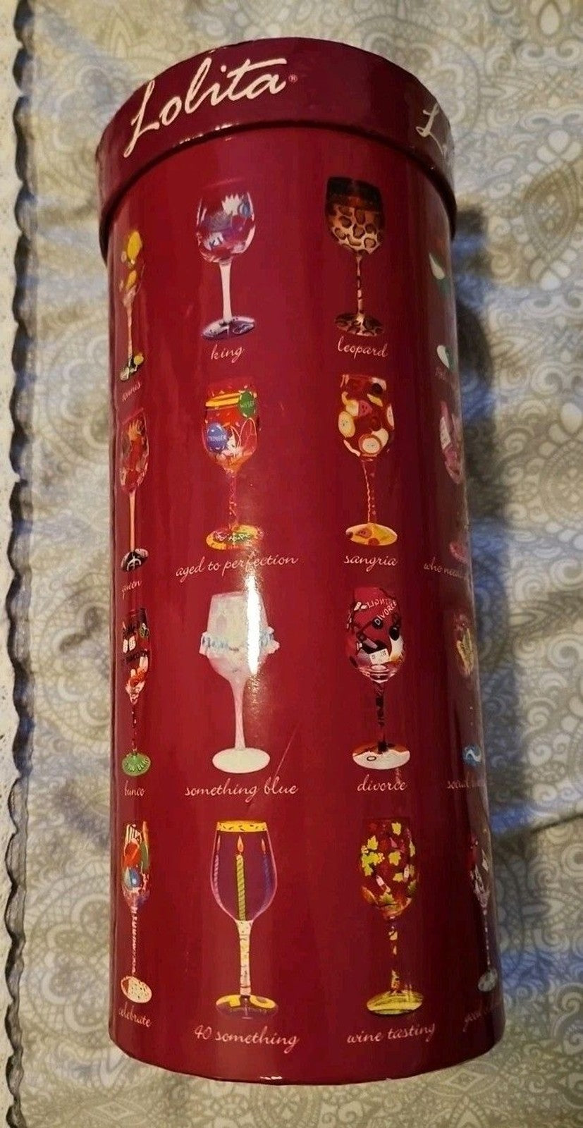Lolita Hand Painted "Queen" 15oz Stem Wine Glass With Original Box