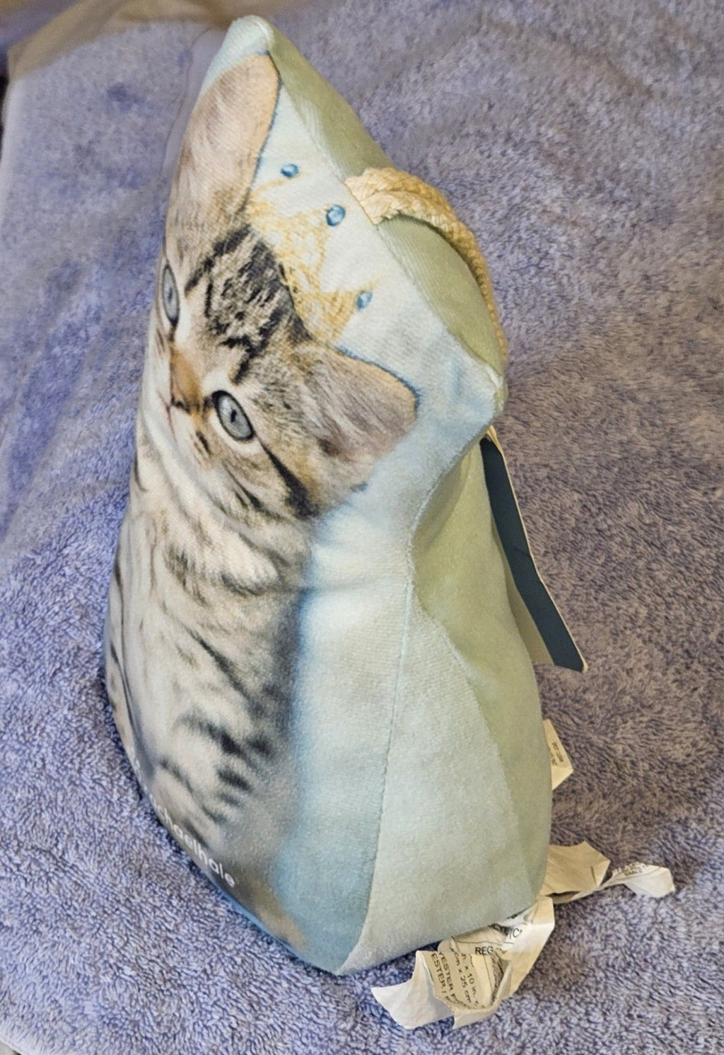 Rachael Hale Cat Kitten Doorstop Tiara Crown Blue Bean Bag w/ Handle