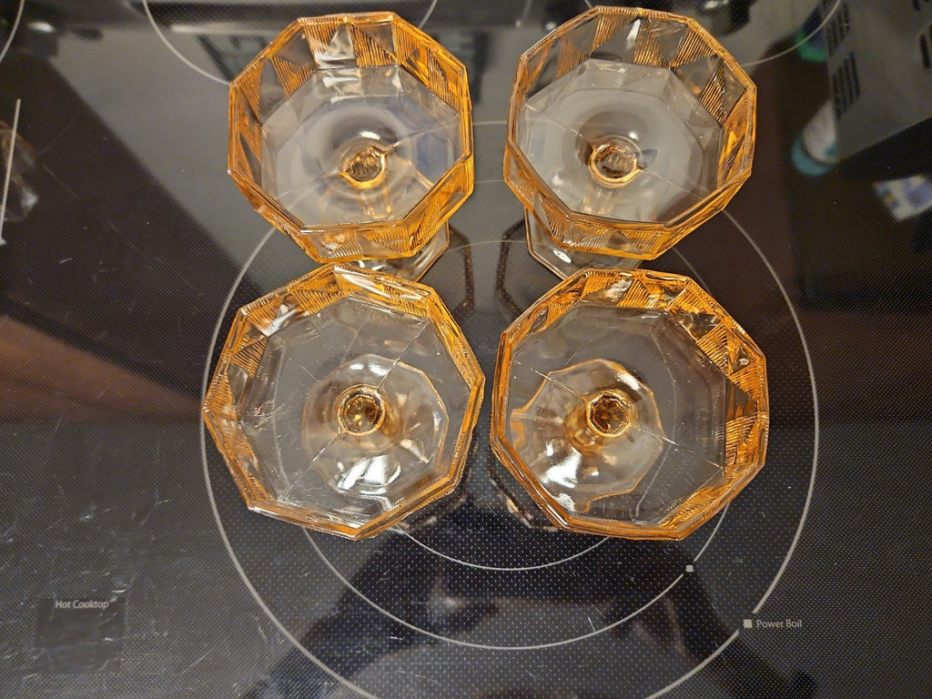 Set of 8 Vintage McKee "Tricia" Pink Depression Glass Art Deco Octagon Coupes