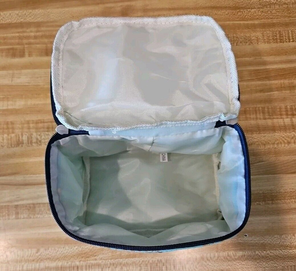 Cosmetic Case Canvas NGIL Teal with gold Pineapples, Navy Accents, Never Used