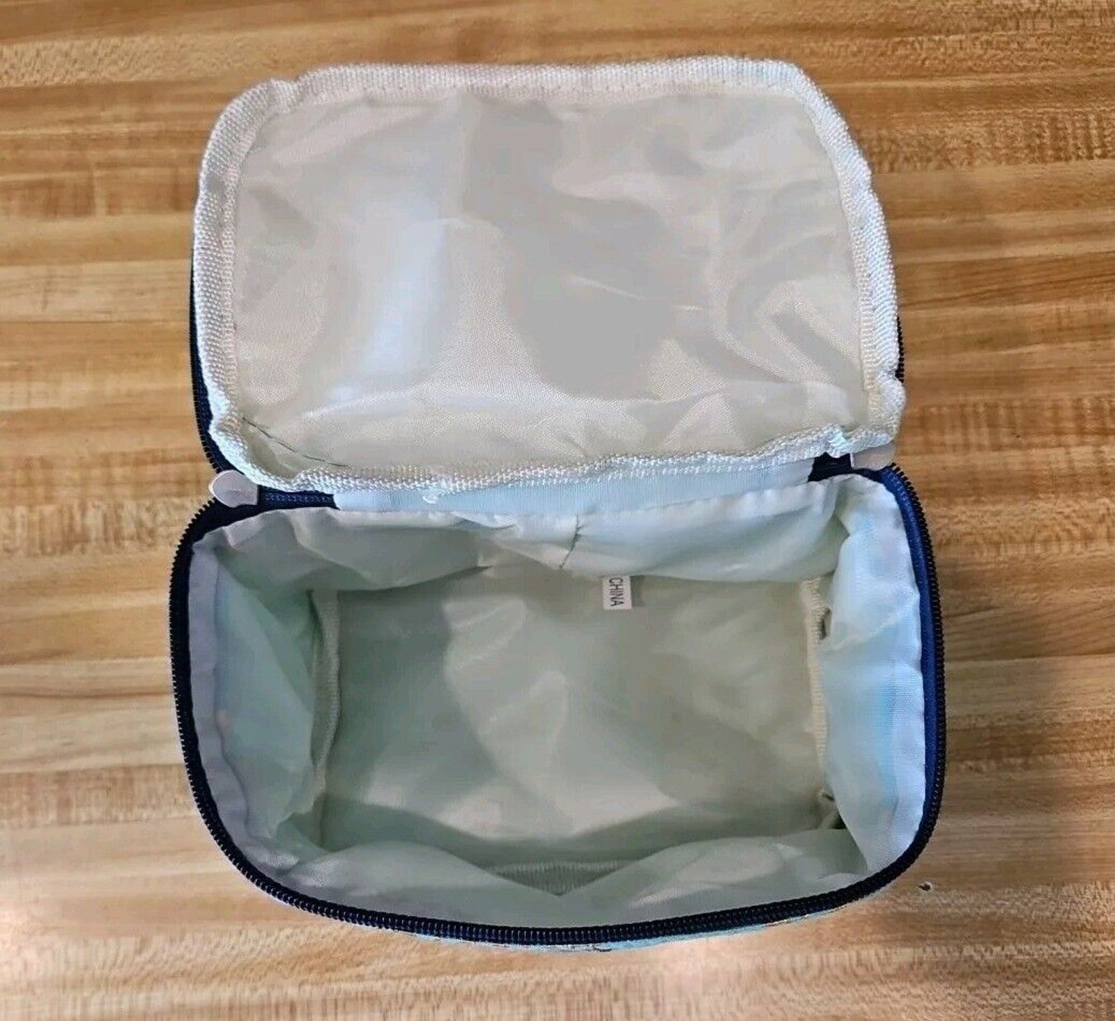 Cosmetic Case Canvas NGIL Teal with gold Pineapples, Navy Accents, Never Used