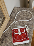Vintage Y2K Nautical Dooney & Bourke Red & White DB Signature Jacquard Crossbody