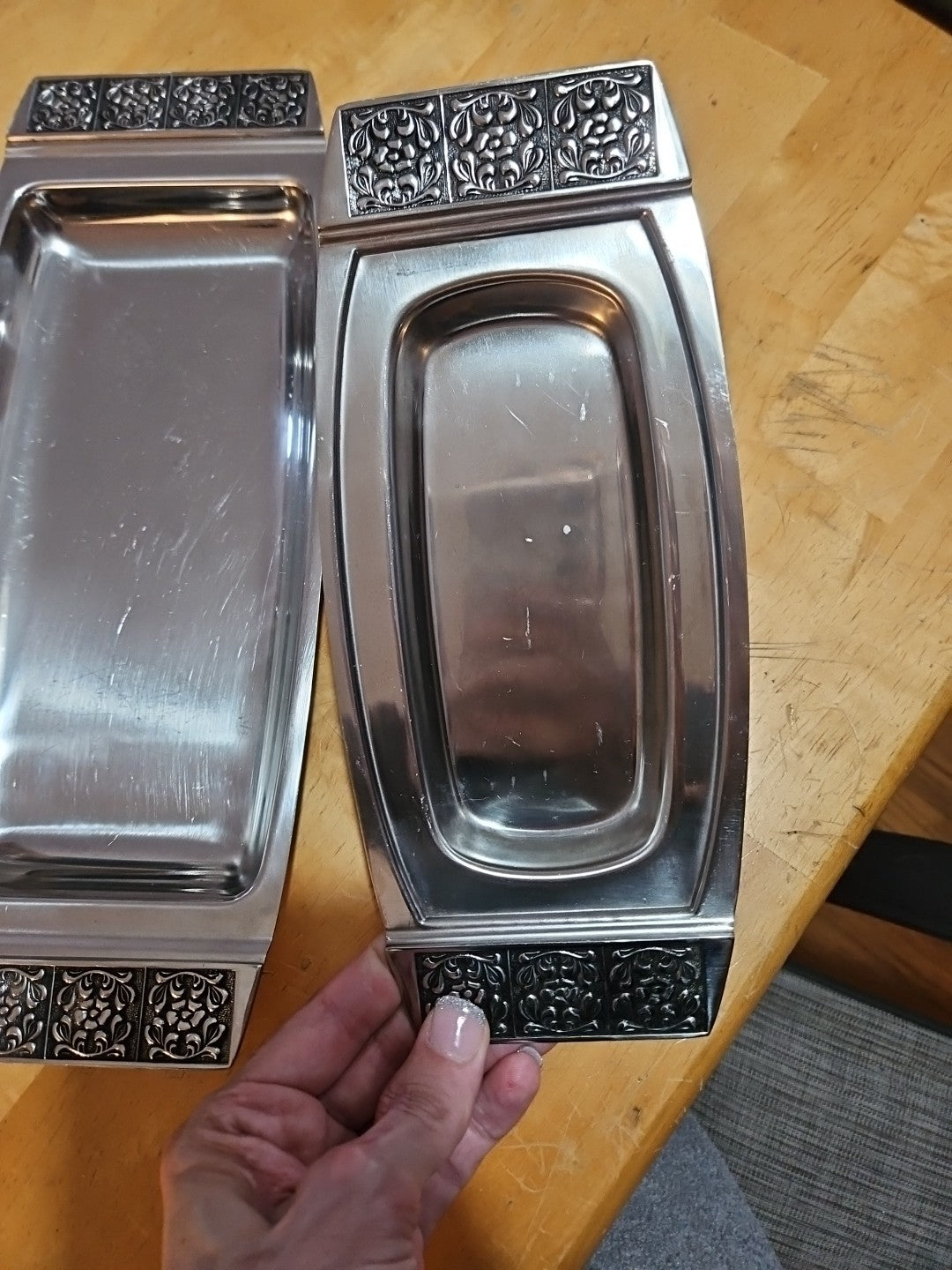 Stanley Roberts Velvet Pattern Stainless Steel Butter Dish & Condiment Platter