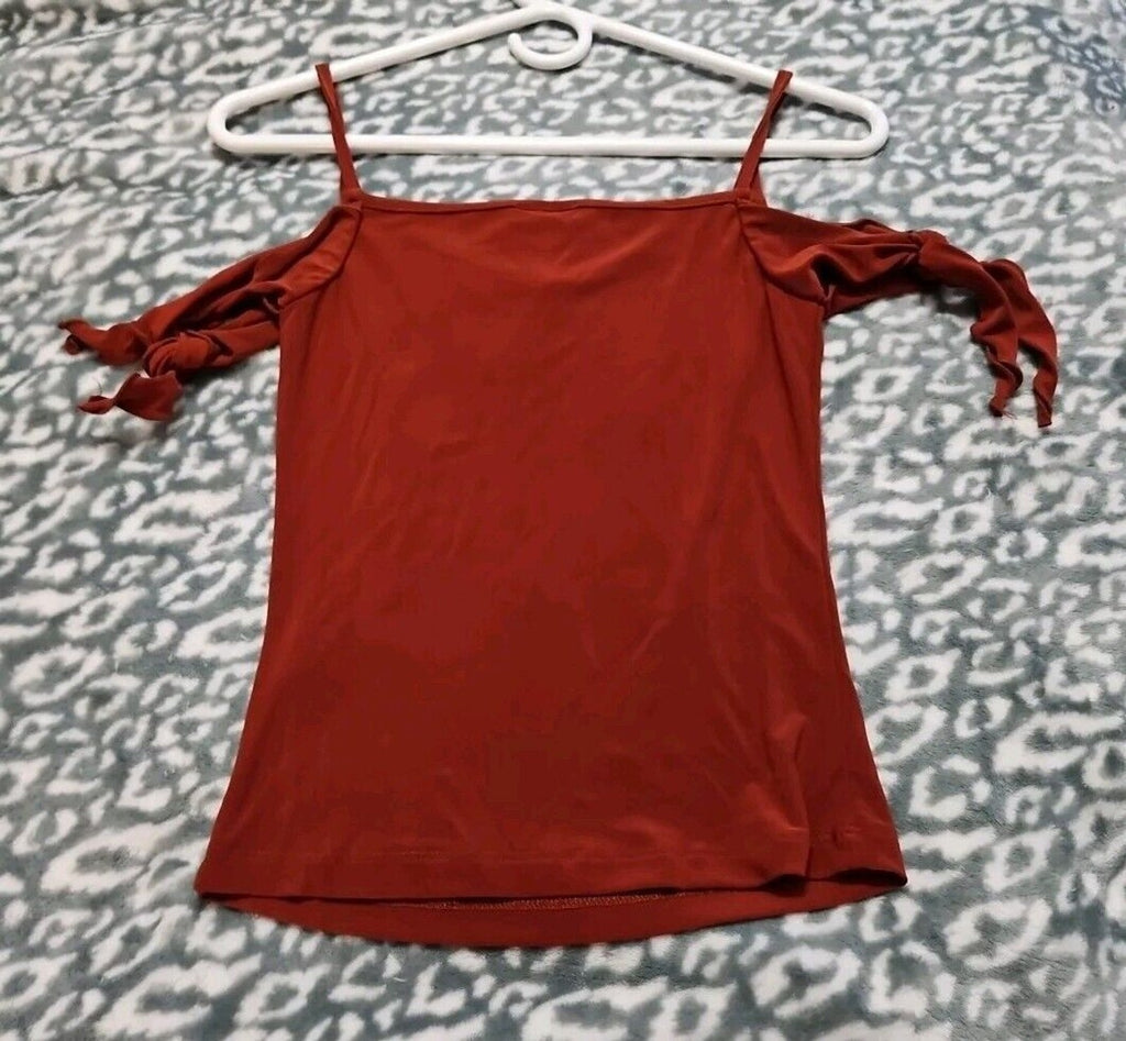 Y2K Charlotte Russe Off Shoulder Tie Sleeve Burnt Orange Top Size S