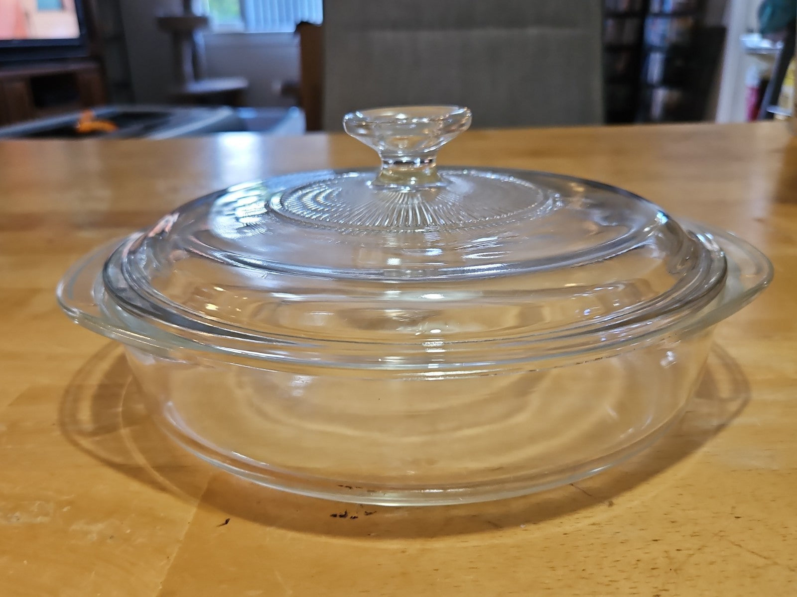 Vintage Pyrex Clear 8.5” Deep Dish Casserole Baking Dish #221 W Lid #G-1-C
