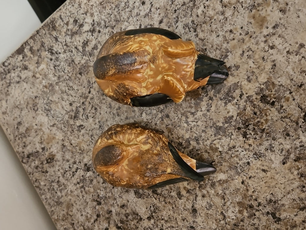 Vintage Andrea by Sadek Brown Black Sitting Doves Birds Ducks Figurines Set of 2