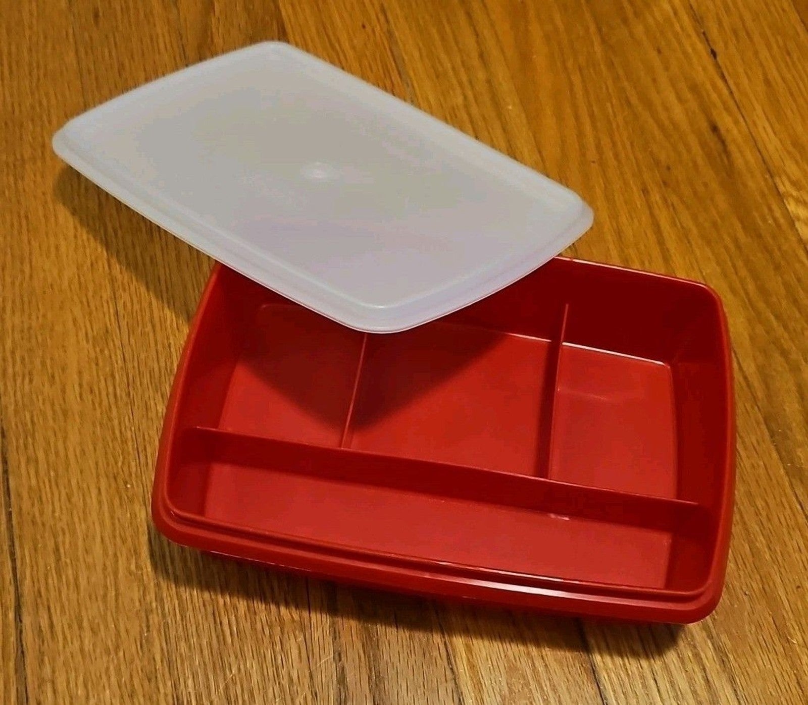 Tupperware Tuppercraft Stow N Go Red Divided Container &  Lid - No Insert 767-3