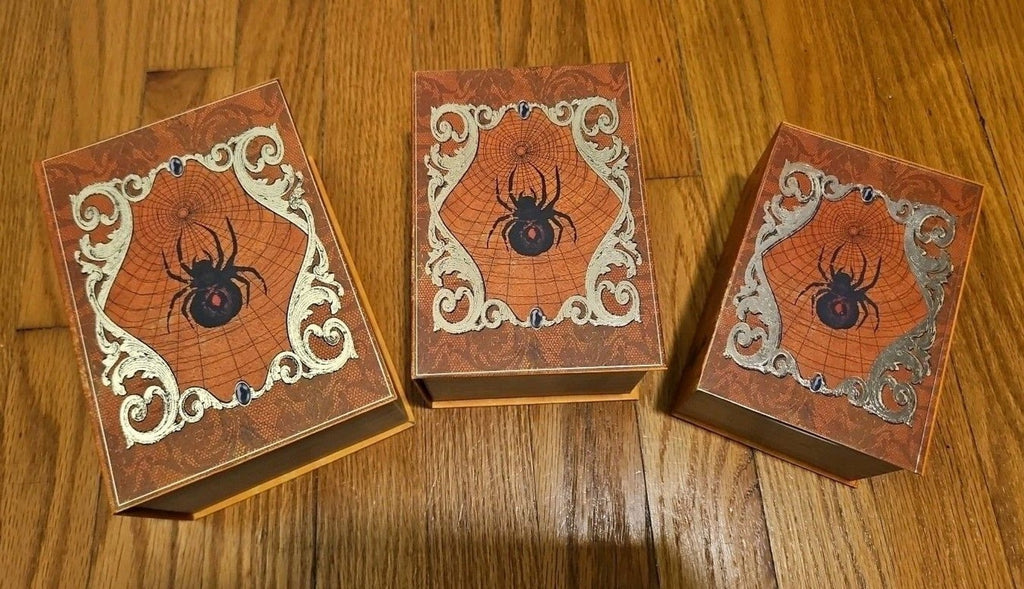 Elegant 3 Pc Nesting Storage Box Set Victorian Goth Halloween Spider Scary Story