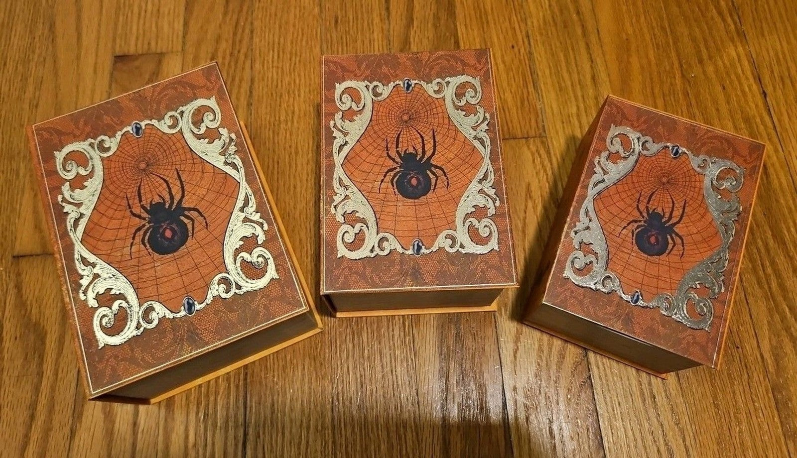 Elegant 3 Pc Nesting Storage Box Set Victorian Goth Halloween Spider Scary Story