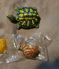 Small Sculptured Resin Turtles, Set Of 2, Red And Green, New