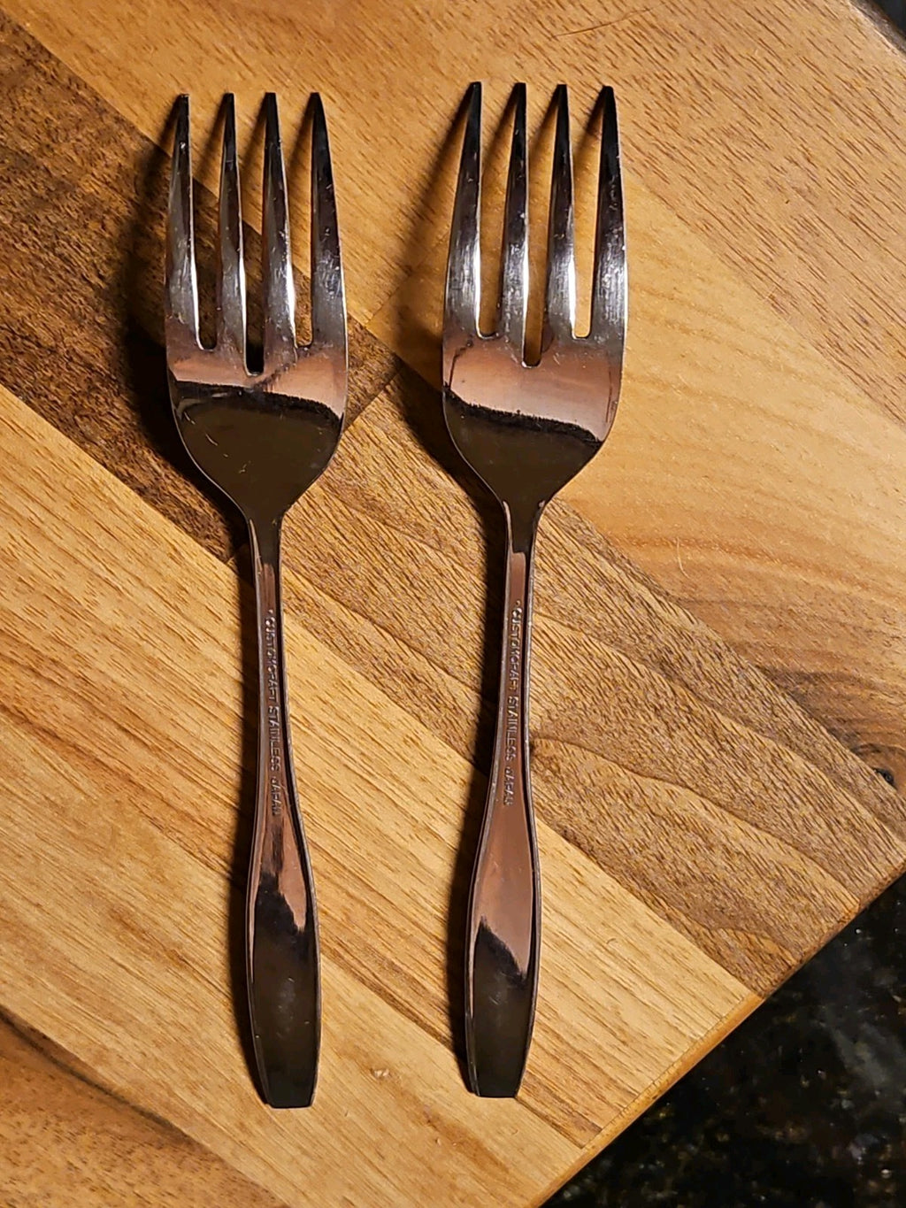 Vintage CustomCraft Stainless Steel Flatware CUS10 5 Pc Service For 2 Roses