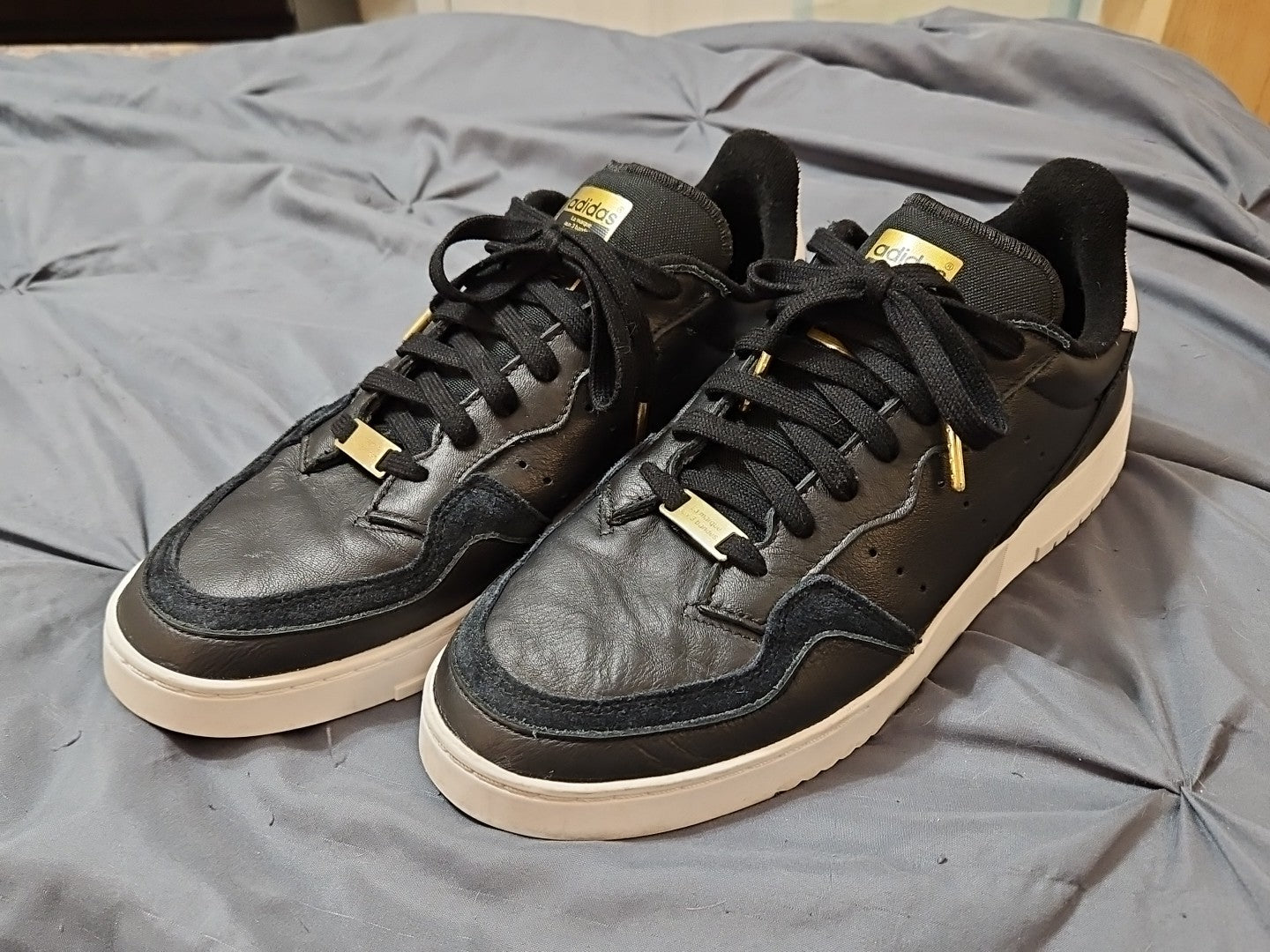 Adidas La Marque Aux 3 Bandes Mens Black Sneakers EH1690 SZ 10.5