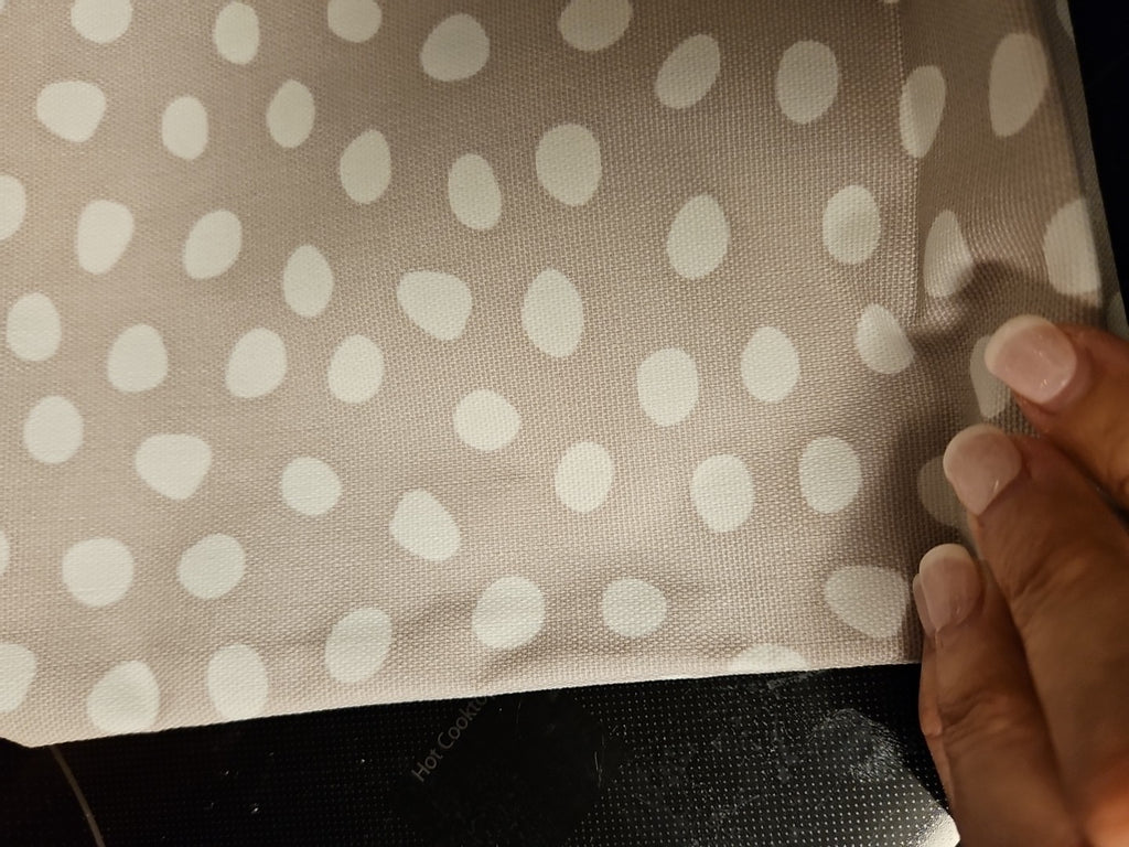 Thirty-One Taupe Beige Lotsa Dots Retired Zipper Bag 12"x 9.5" EUC